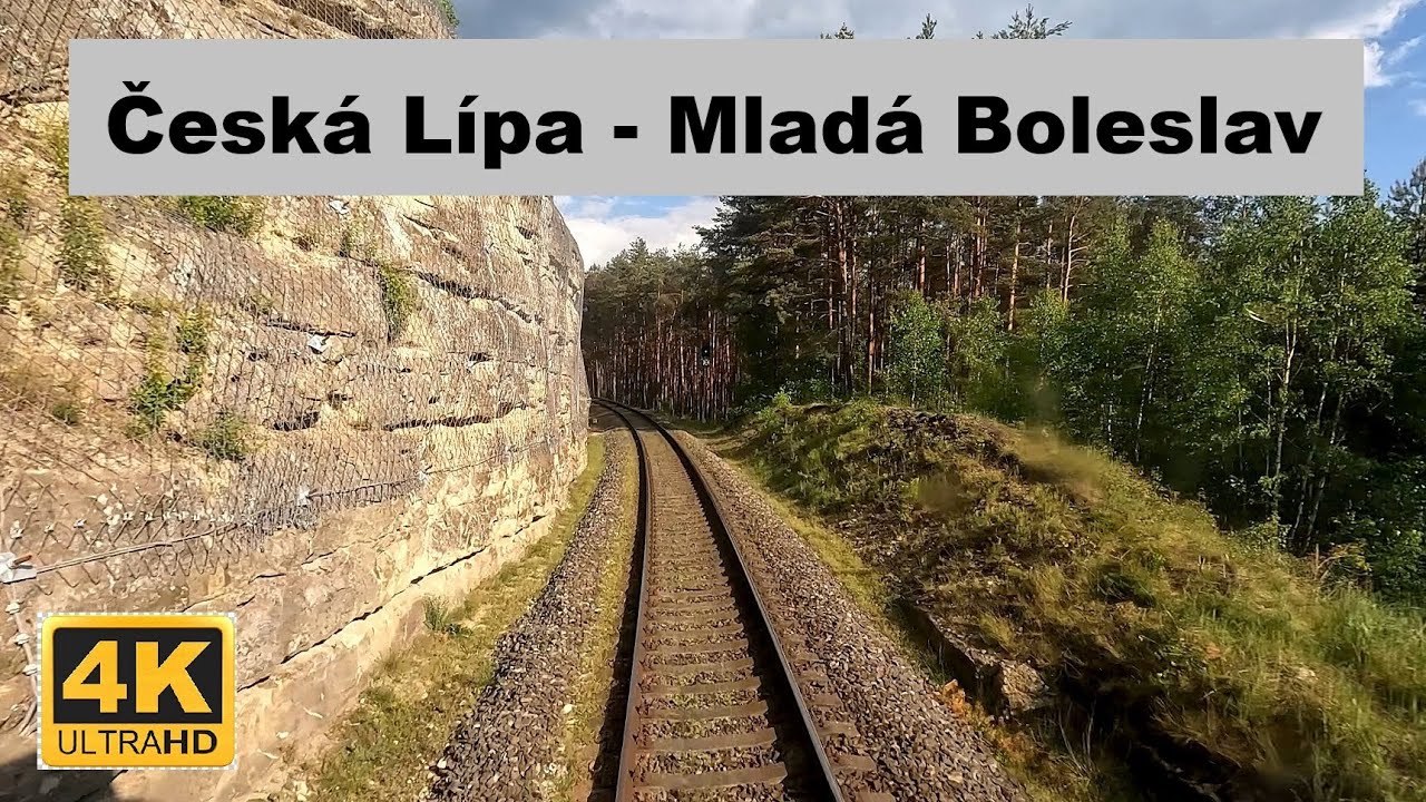 Train Driver's view / Pohled strojvedoucího Lužickohorský rychlík. Česká Lípa  - Mladá Boleslav.