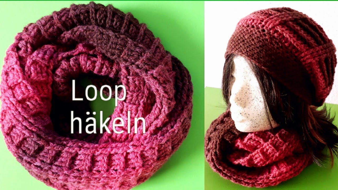Loop, Schal mit Reliefstäbchen häkeln, passend zur Mütze Nr. 5