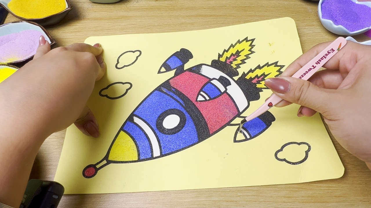 Colored Sand Art Rocket Launch 🚀 | A Lively Journey Beyond Space