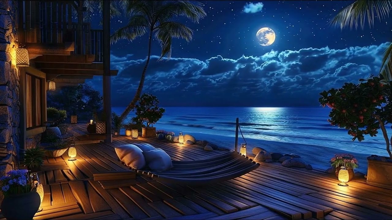 Dark Screen Ocean Waves Night + Soft Piano 🎹 Deep Sleep & Stress Free Ambience