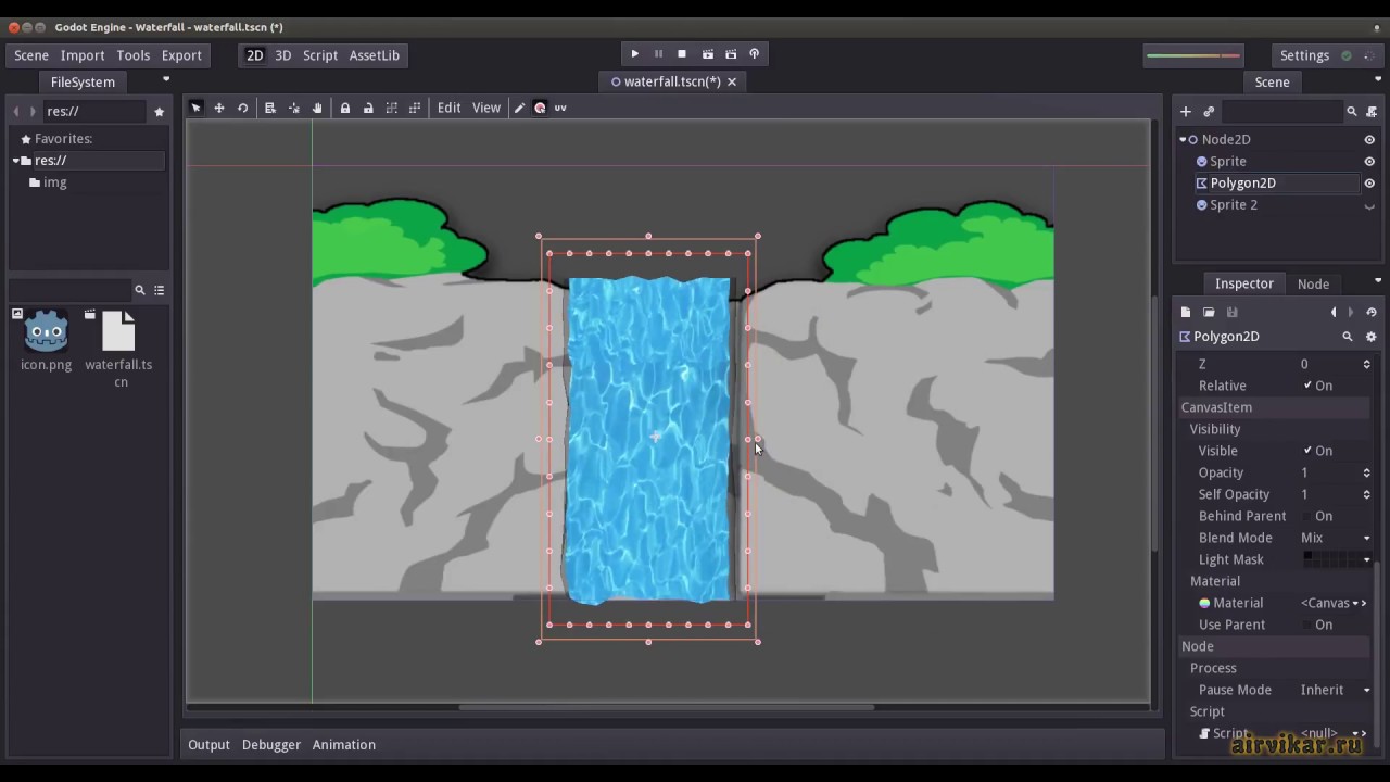 Godot Engine: 2D Waterfall (Godot Shader)