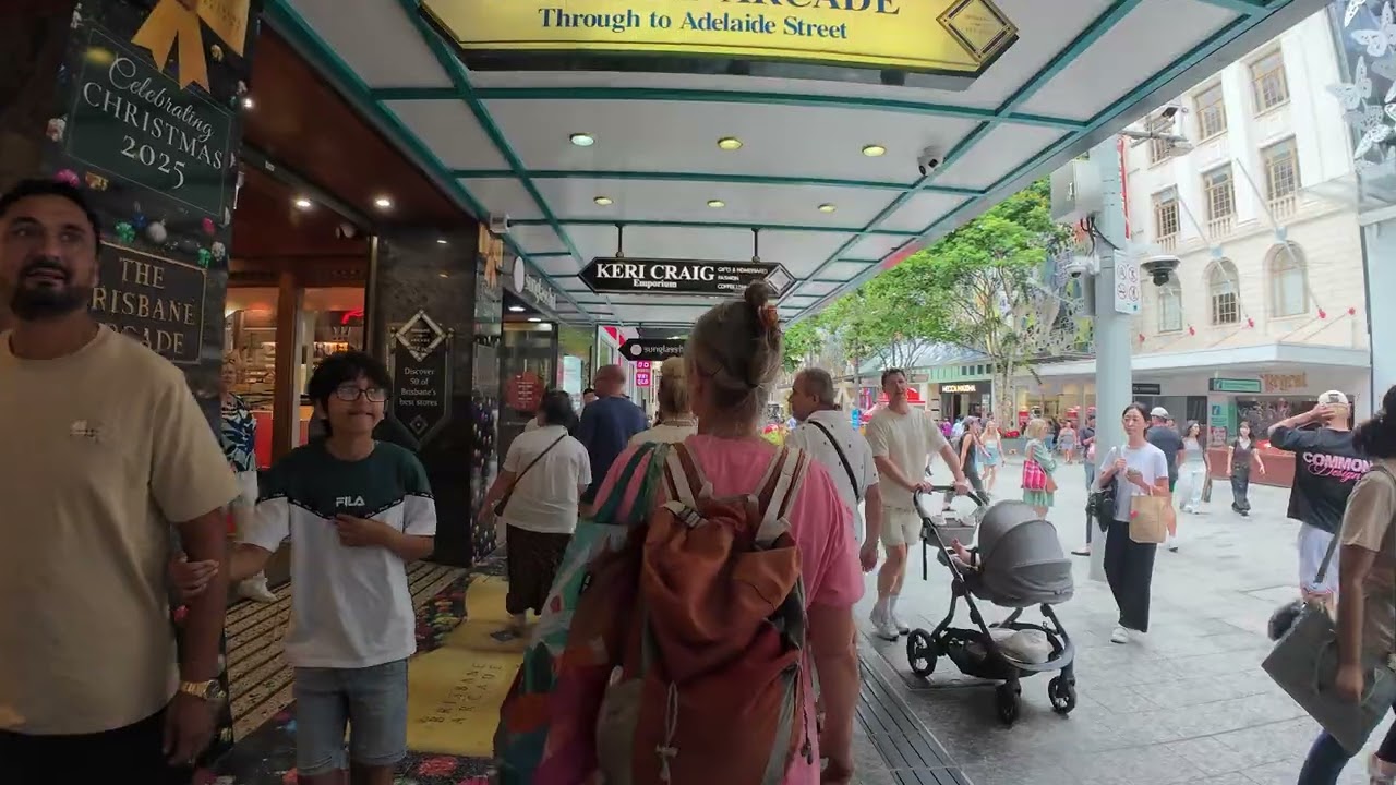 Explore Brisbane's Queen Street Mall - 4k walkthrough - George Street - Edward Street, Brisbane City