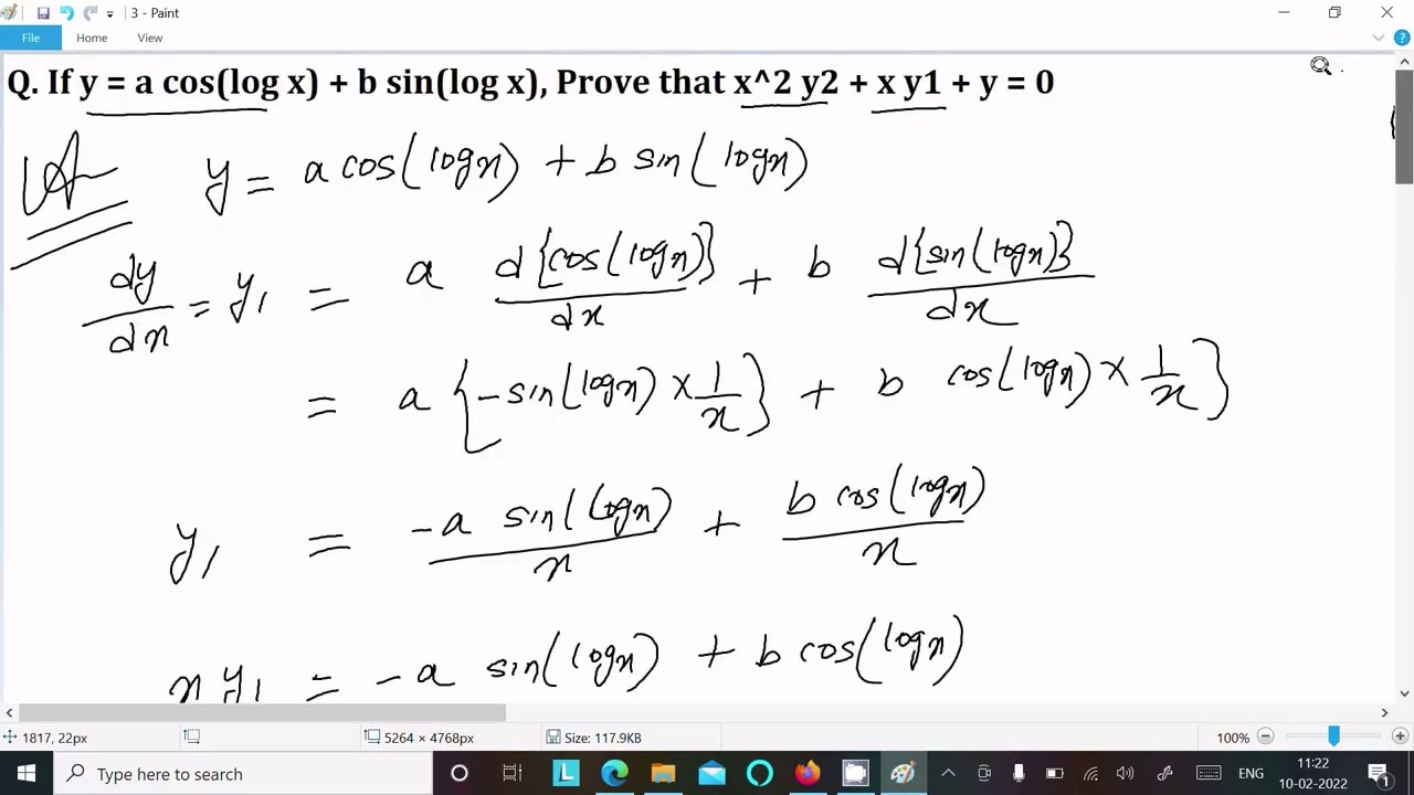 If y = a cos(log x) + b sin(log x). Prove that x² y2 + x y1 + y = 0