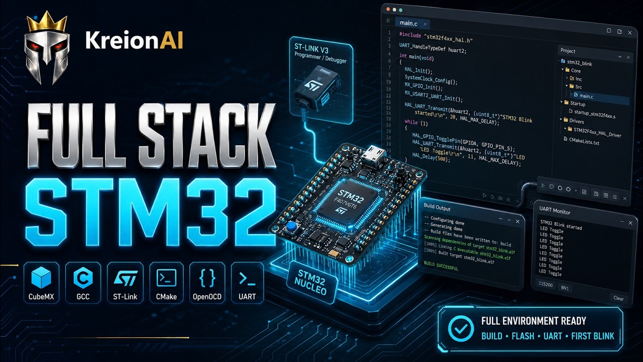Kreion AI - Full STACK STM32 - kurs STM32 dla początkujących z inżynierem AI