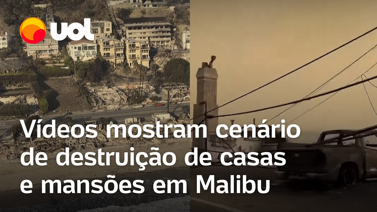 Incêndios em Los Angeles: Vídeos mostram mansões destruídas pelo fogo em Malibu e Pacific Palisades