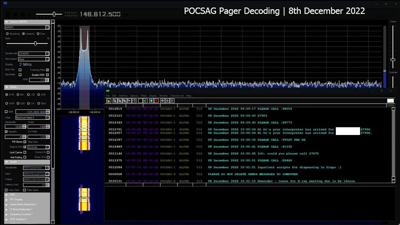 POCSAG 148.8125 mHz Pager Message Decoding