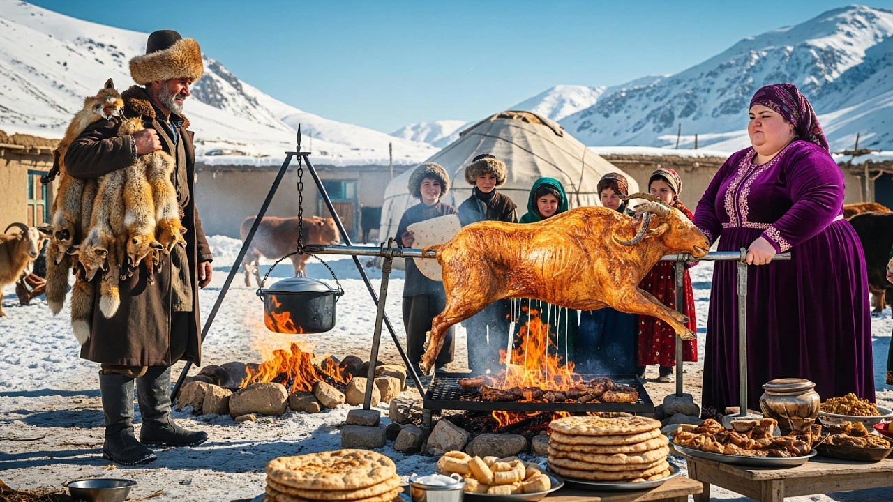 Afghanistan Winter Hunt Mountain Goat Trapping Traditional Cooking in Extreme Cold