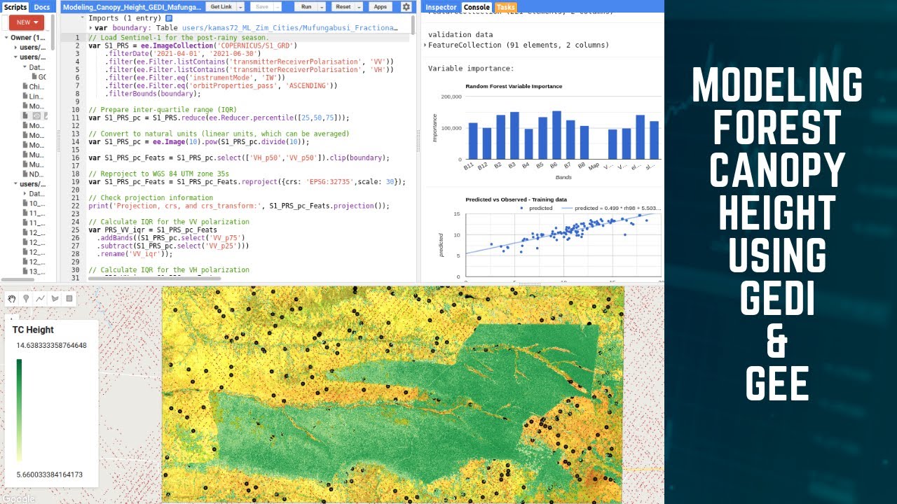 Modeling Forest Canopy Height using EO Data and GEE