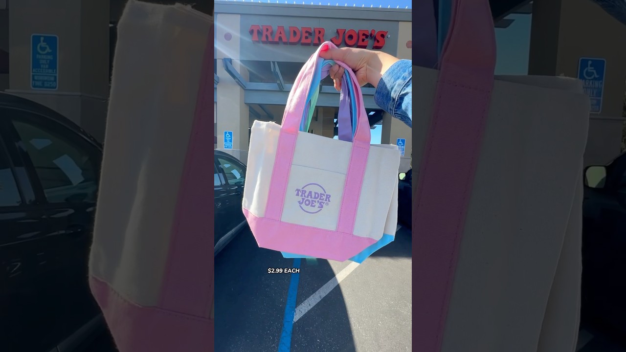 Trader Joe&rsquo;s Mini Canvas Tote Bags in Pastel 🤯 #traderjoes #traderjoesfinds #foodie