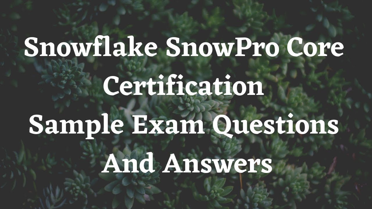 Snowflake SnowPro Certification Exam Sample Questions