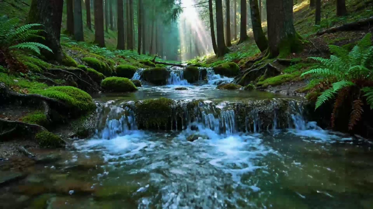 Calming Forest Ambience River Flowing Birds Chirping in Hidden Forest Ambience for Rest, Medicine