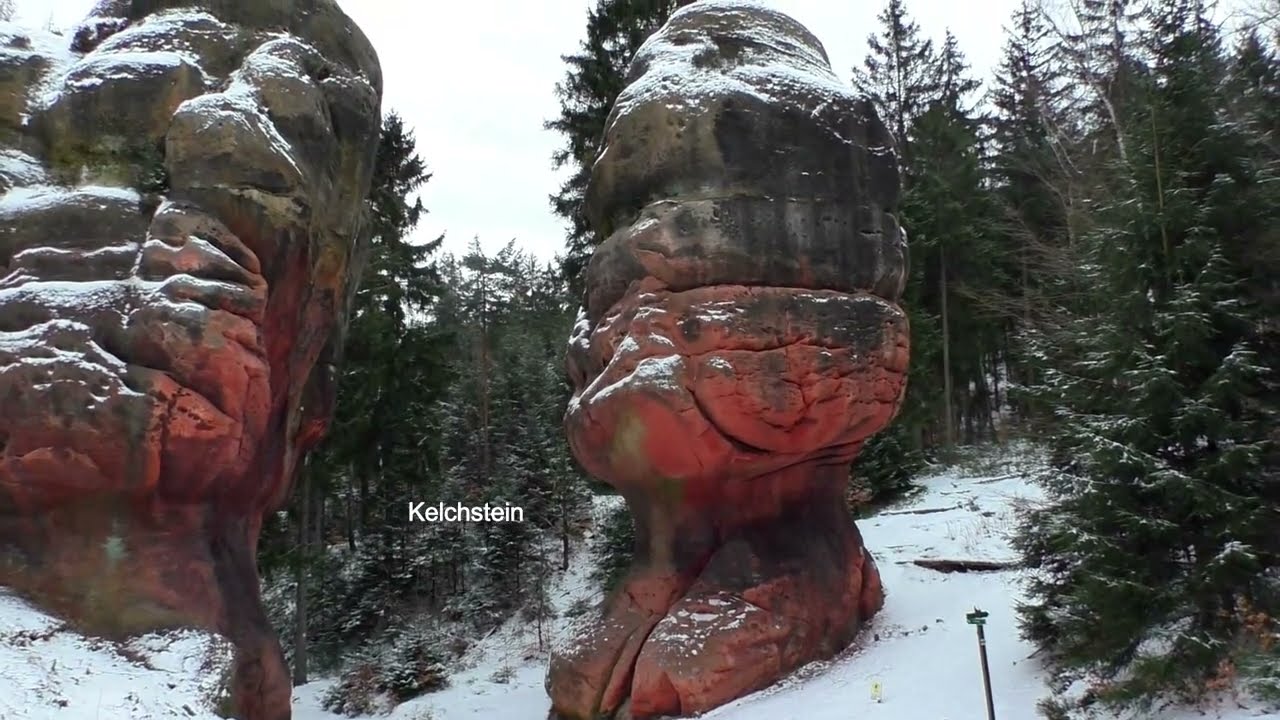 Rosensteine und Kelchstein im Schnee / Kurort Oybin,  Zittauer Gebirge / 06.03.2023