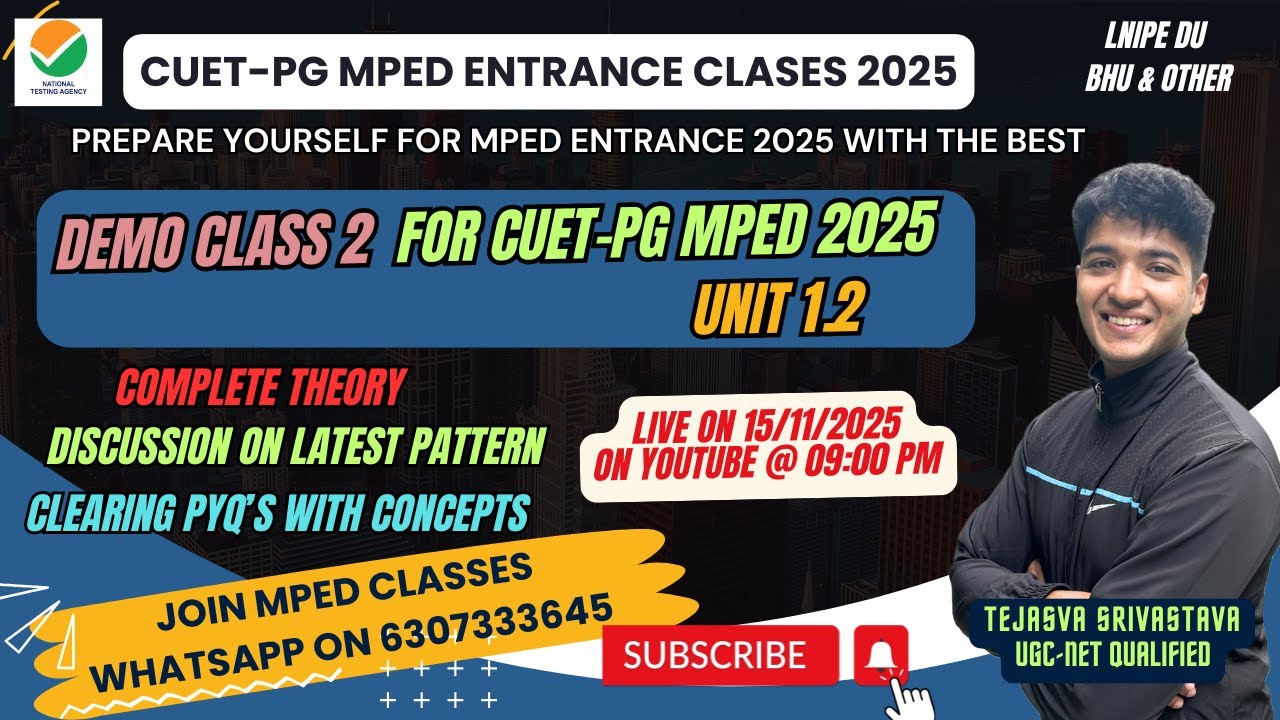 CUET-PG MPEd (COQP18) 2025 Demo Class 2 | LNIPE DU BHU and other Central Universities