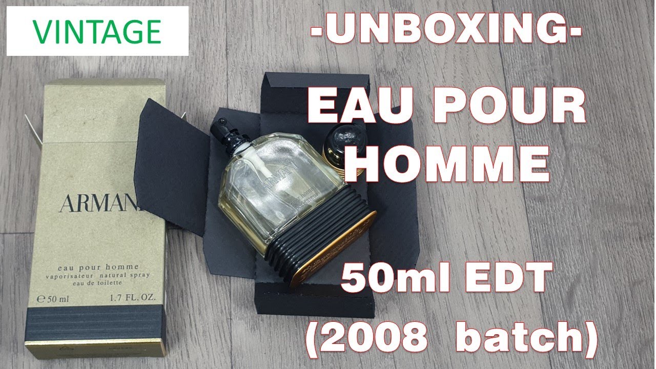 Unboxing Vintage  Armani Eau Pour Homme by Giorgio Armani (2008 batch)