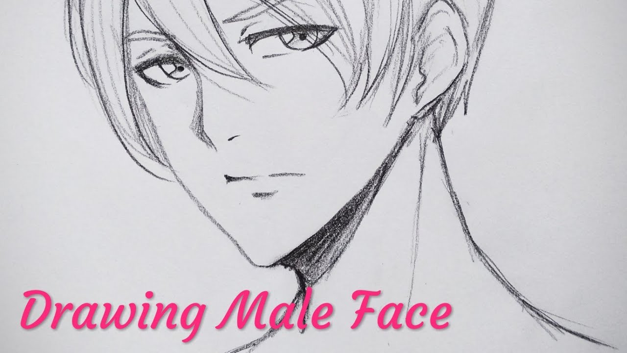 Drawing manga/anime male face.