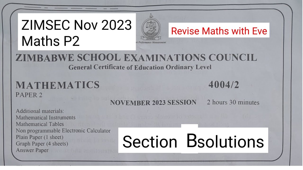 ZIMSEC Nov 2023, Maths Paper 2, Solutions for Section B