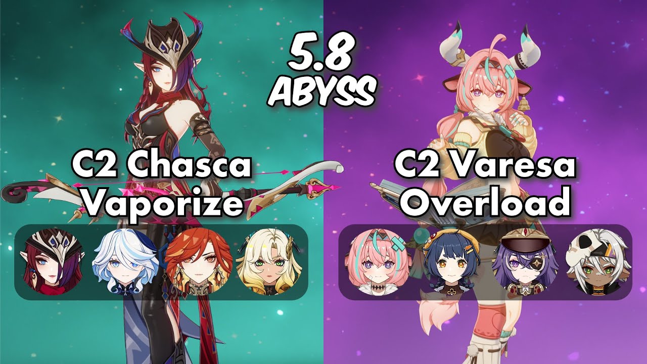 C2 Chasca Vaporize & C2 Varesa Overload | 5.8 Abyss | Genshin Impact