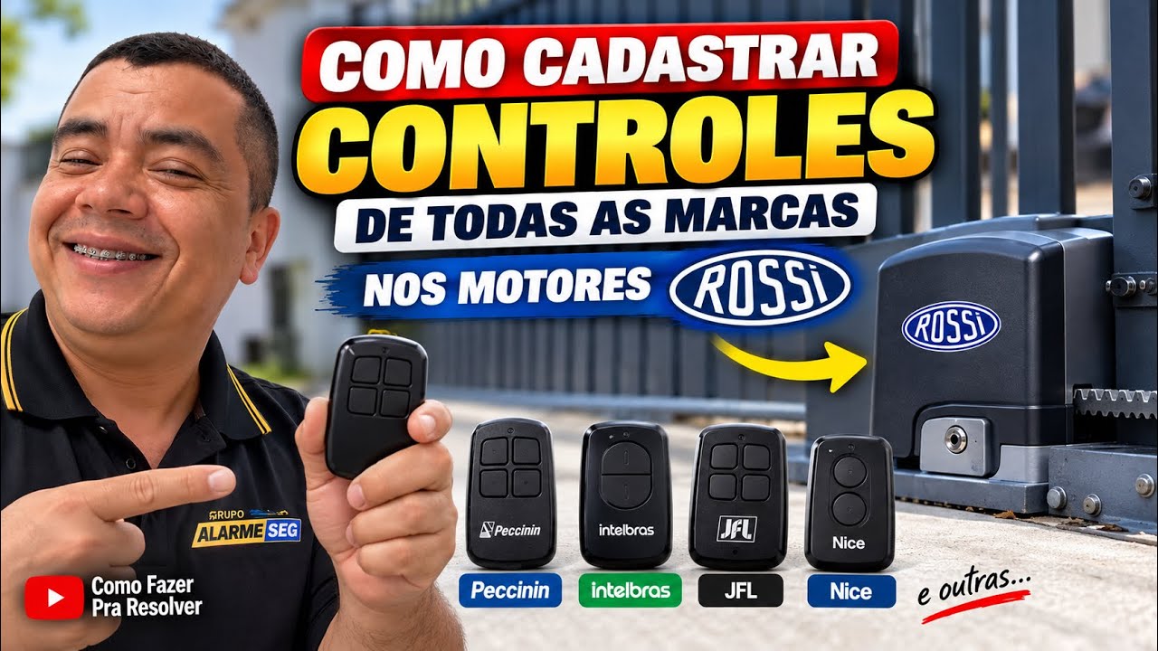 Como cadastrar controles de todas as marcas nos motores Rossi. Controles Peccinin Intelbras Jfl etc