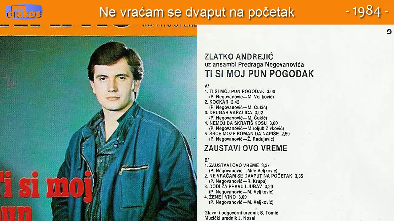 Zlatko Andrejic - Ne vracam se dvaput na pocetak - (Audio 1984)