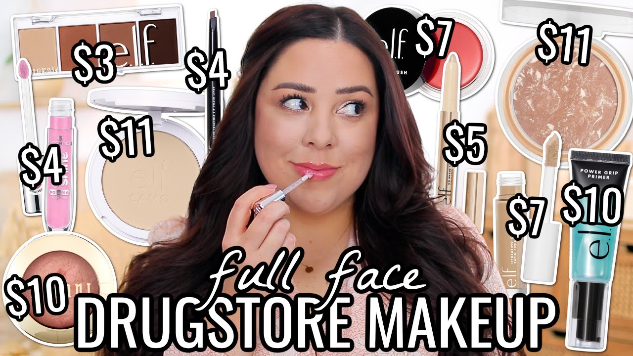 FULL FACE OF DRUGSTORE MAKEUP FOR SPRING! + NEW e.l.f. Cosmetics Camo Powder Foundation