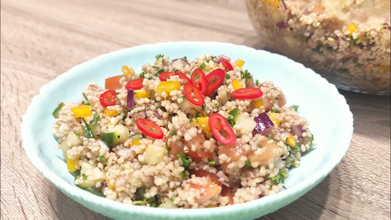 Салата с кускус без варене. Вкусен и лек обяд след празниците.
