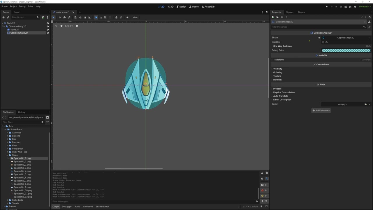 2D shooter - Character Body2D