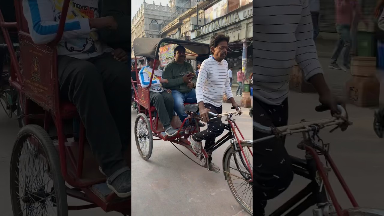 Hardworking Man pulling Cycle Rickshaw #cyclerickshaw #chandnichowk #delhi #hardwork