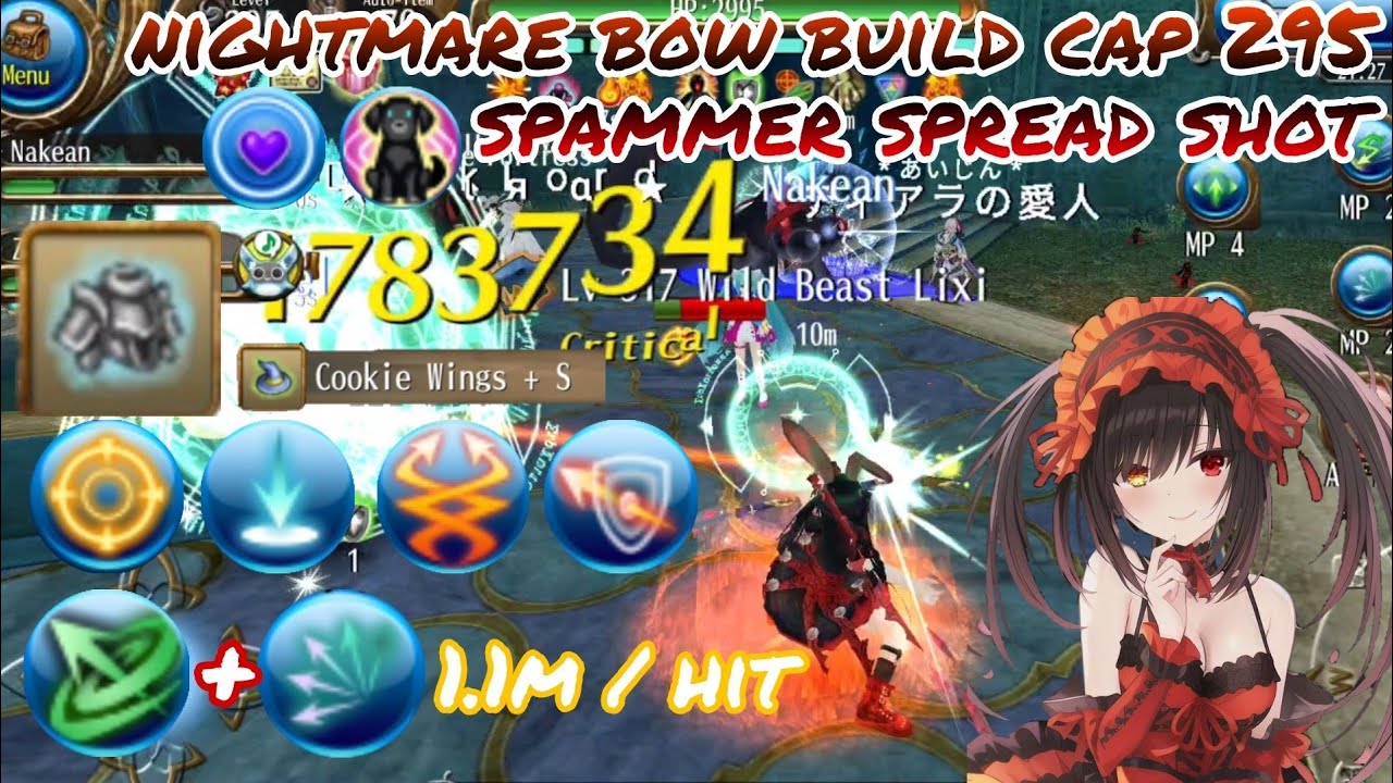 Toram online - nightmare bow build cap 295 spammer spread shot heavy arm & LRD - yusagi
