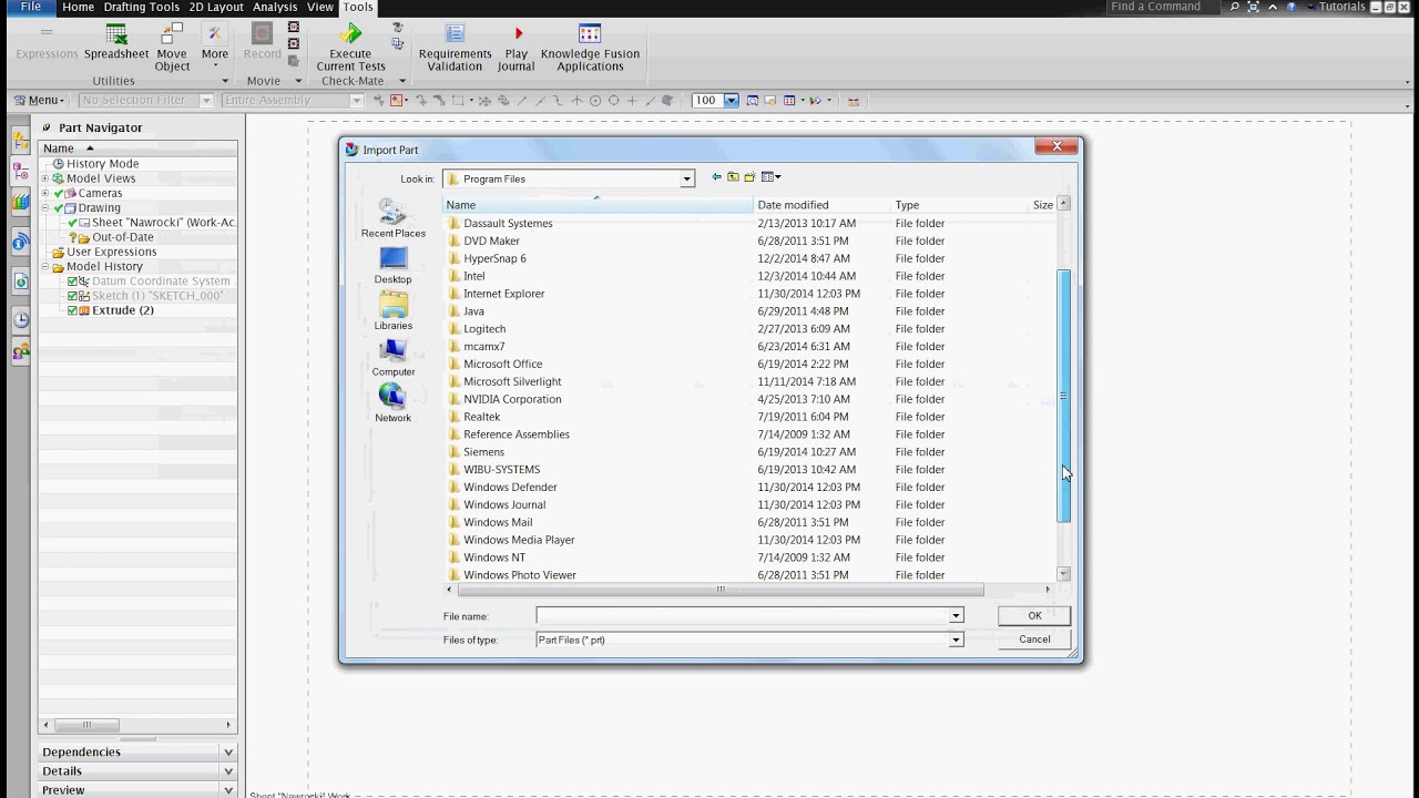 Step 2 Import a drawing template sheet in NX.