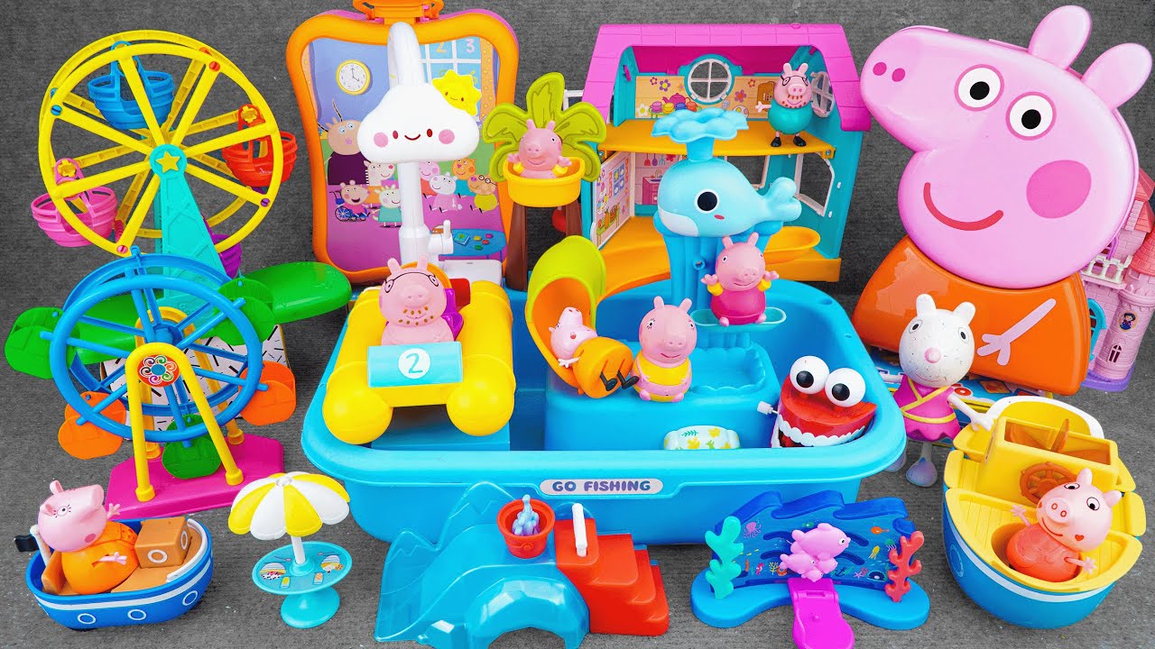 100 Minutes Satisfying with Unboxing Peppa Pig Water Park Slide Pool Playset ASMR Review Toys