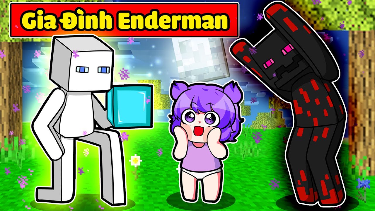 NABEE EM BÉ ĐƯỢC GIA ĐÌNH ENDERMAN THIÊN THẦN VÀ ÁC QUỶ NHẬN NUÔI TRONG MINECRAFT 👾🌟😈