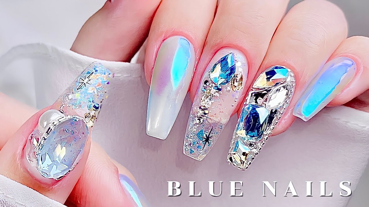 sub) Пыль, Блеск, Полный Камень! ногти ✨💅🏻 / Пудровые ногти / Зимний маникюр / Nailart / Self Nail