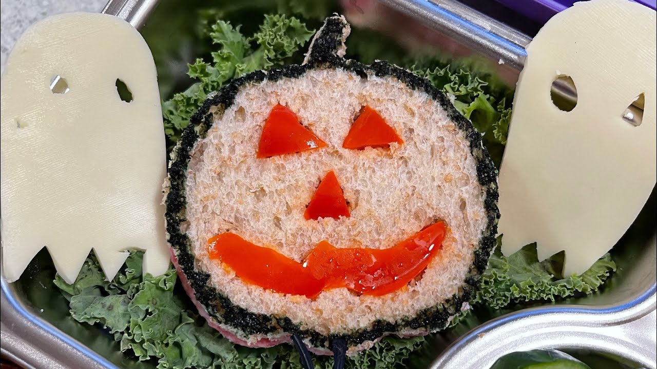 Halloween Pumpkin-shaped Sandwich | Lunchbox | Baon ideas