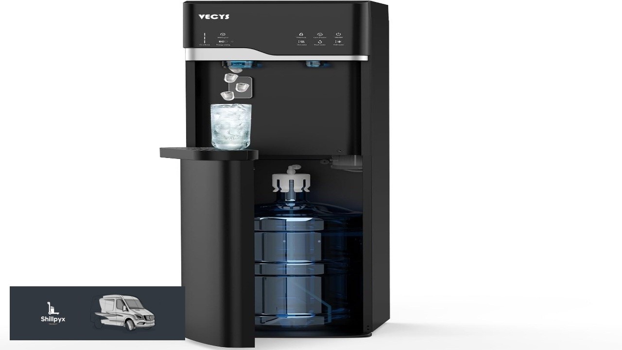 VECYS Bottom Loading Ice Maker Self Clean Hot Cold Water Dispenser for 5