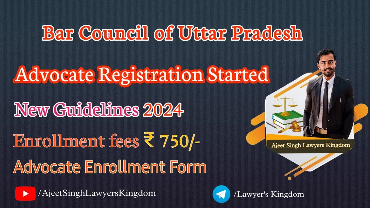 UP Advocate Registration Stasted | Enrollment fees ₹ 750/- | Full Process #advocateenrollment