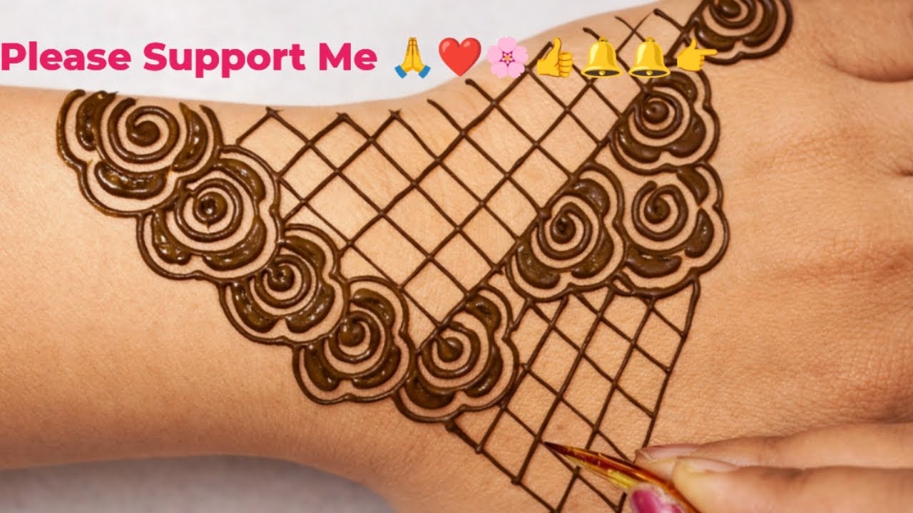 'Trendy Floral Lattice Mehndi for Minimal Look, 👌👍🔔🙏👉 please Support Me||🌹 Rose Mehndi design❤️❤️❤️