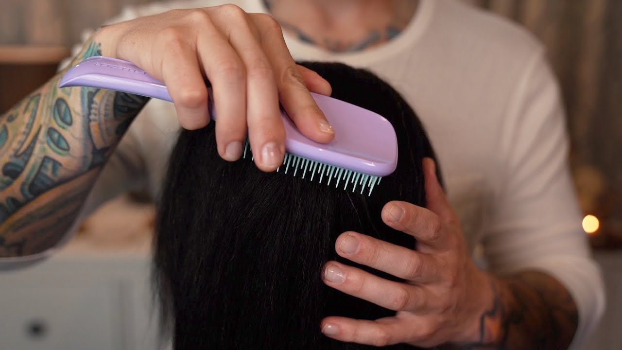 ASMR | Gentle and Slow Hair Brushing with Tangle Teezer Detangler | No Talking Male