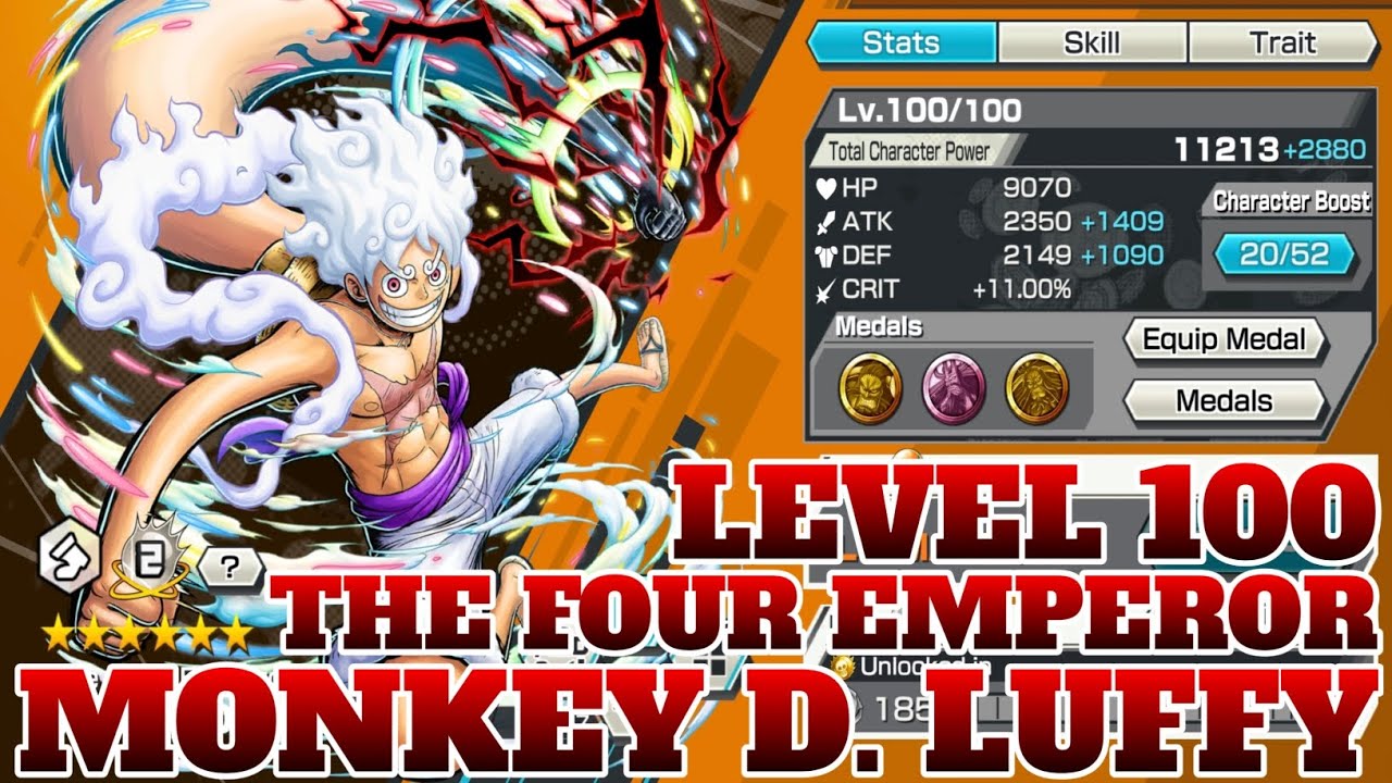 LEVEL 100 THE FOUR EMPEROR MONKEY D. LUFFY GAMEPLAY | ONE PIECE BOUNTY RUSH | OPBR