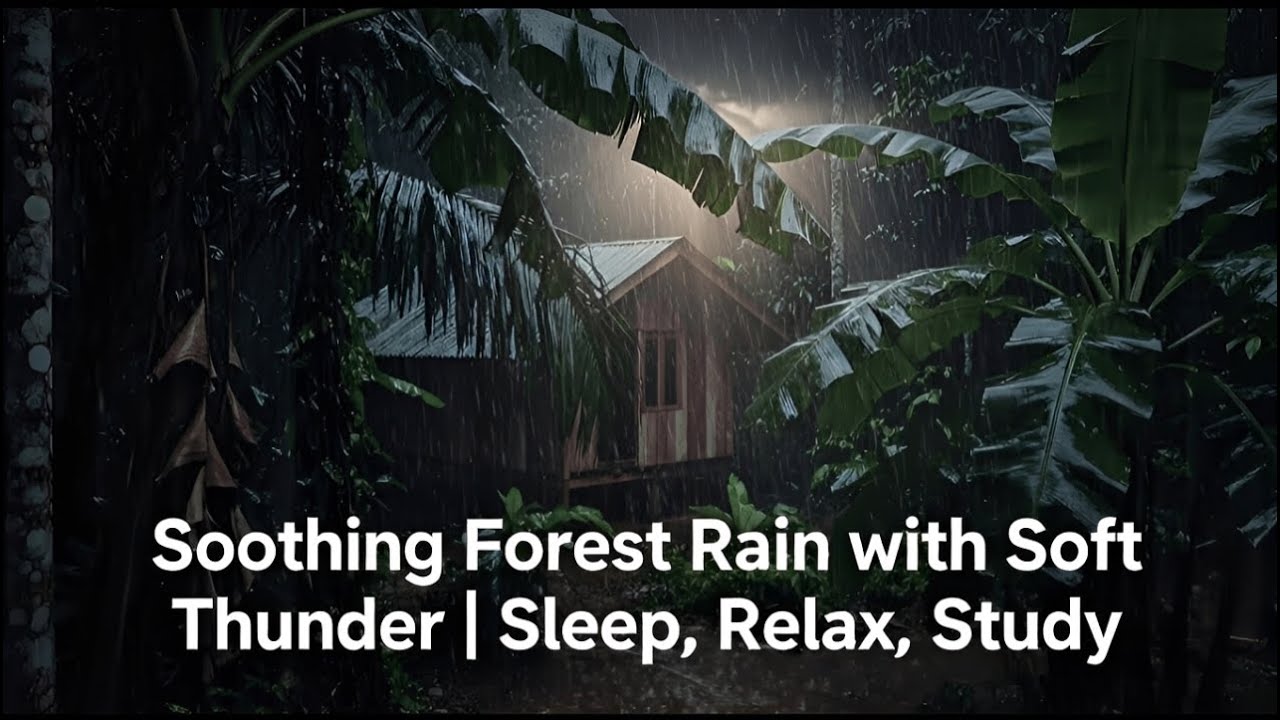 Soothing Forest Rain with Soft Thunder | Sleep, Relax, Study