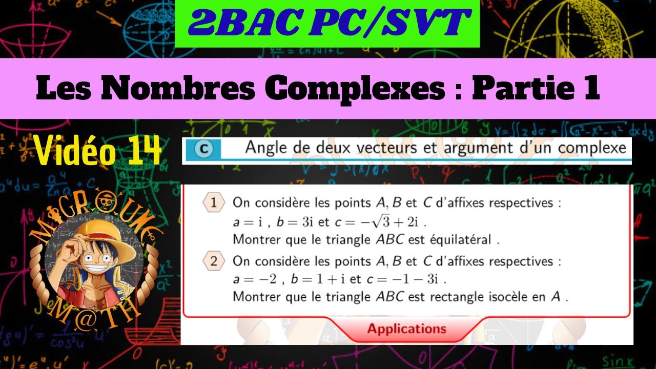 Angle de deux vecteurs et argument d’un complexe — Nombres Complexes — Applications — 2BAC PC/SVT
