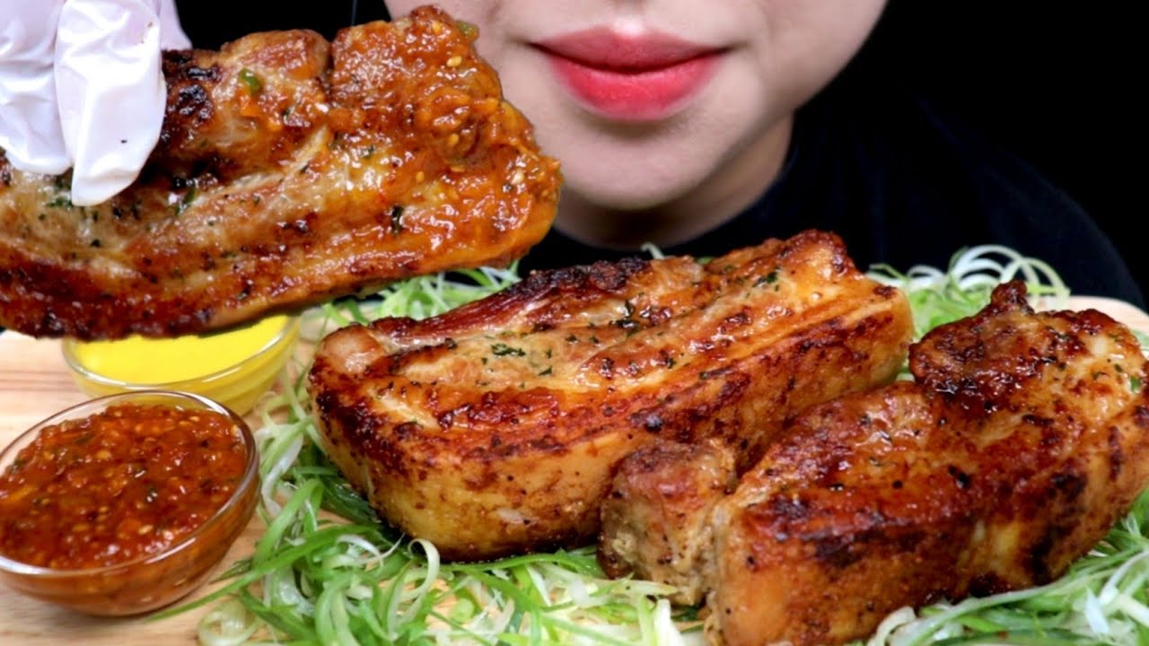 ASMR ROAST PORK BELLY Свинина EATING SOUND MUKBANG