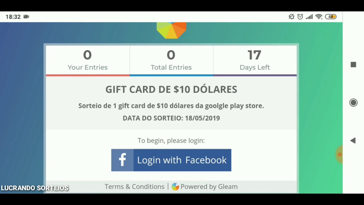 SORTEIO GIFT CARD DE $10 DA GOOGLE PLAY #1