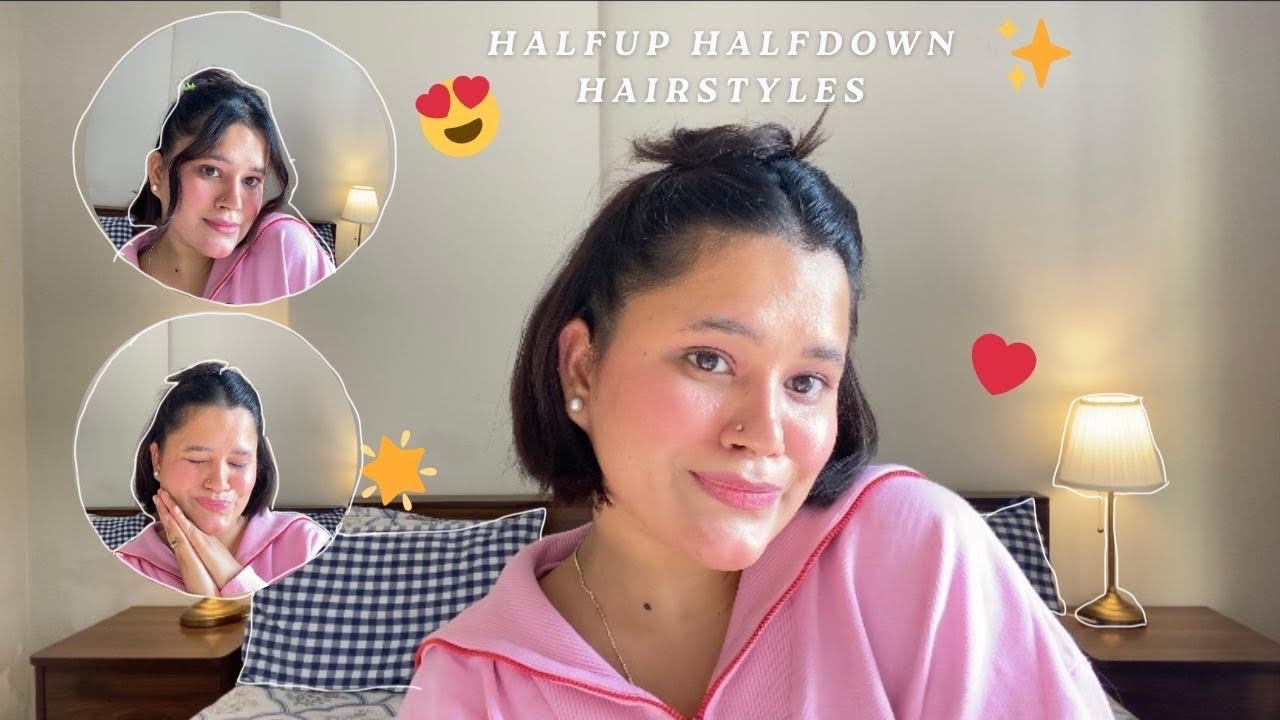 easy half up half down hairstyles for beginners for shorthair |tutorial. Pt-1