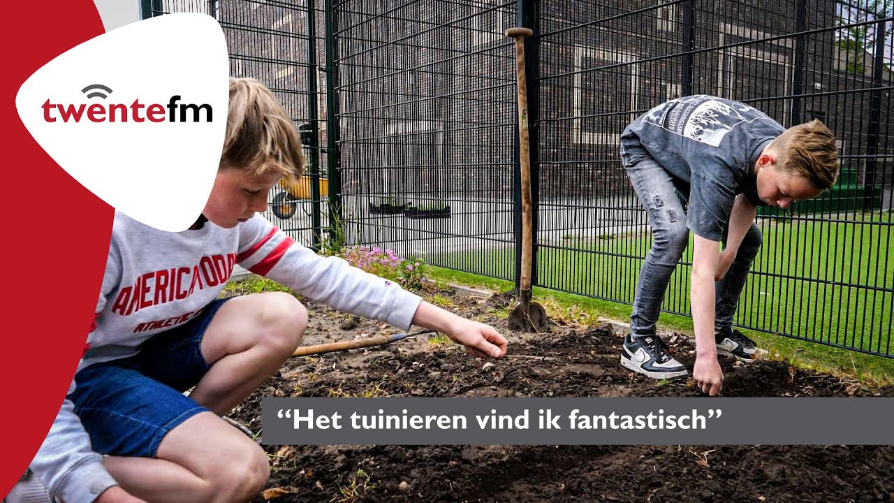 Oldenzalers Pim (12) en Finn (12) maken handen vies tijdens ‘De week van de schooltuin’ - Twente FM
