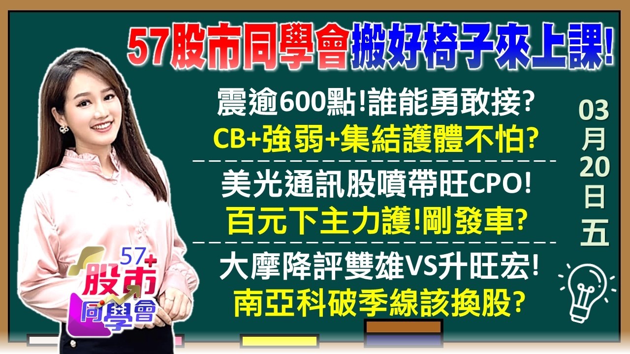 旺宏躍大摩首選！南亞科、華邦電美好時代結束了？輝達GTC利多不漲！鴻海200元保衛戰 還有救嗎？CPO多頭不止！閎康可轉債吶喊助攻 上詮坐7望8？《57股市同學會》葉子菁 蕭又銘 吳曉松 李健明