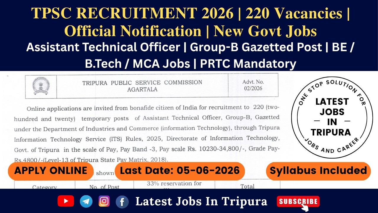 TPSC Recruitment 2026 | 220 Assistant Technical Officer Posts | Apply Online, Syllabus & Eligibility