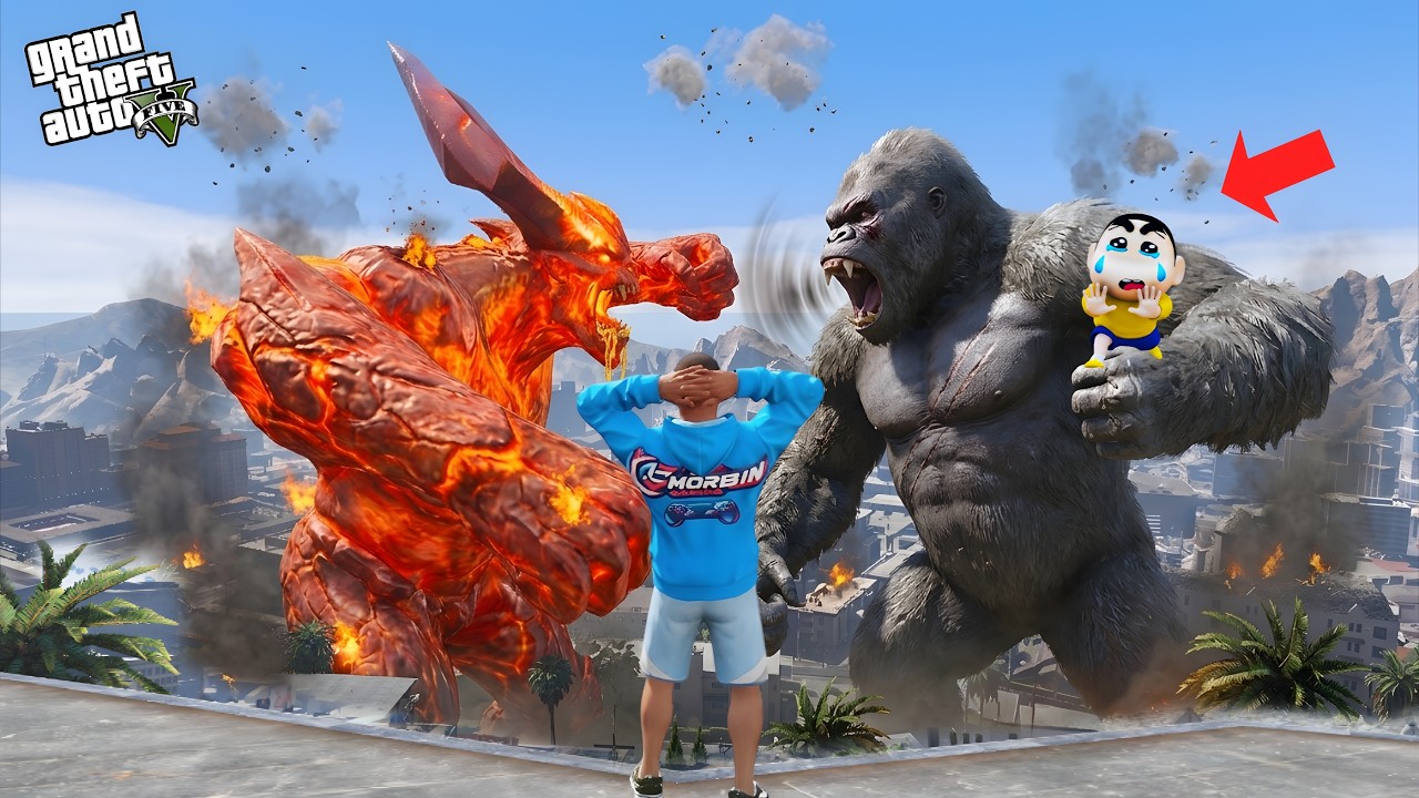 KING KONG vs MONSTER: Iron Man & Franklin Team Up! | Grand Theft Auto V