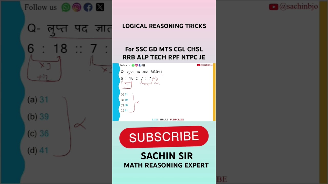 Missing Number Tricks | #shorttrick #reasoning #shortsfeed #tranding