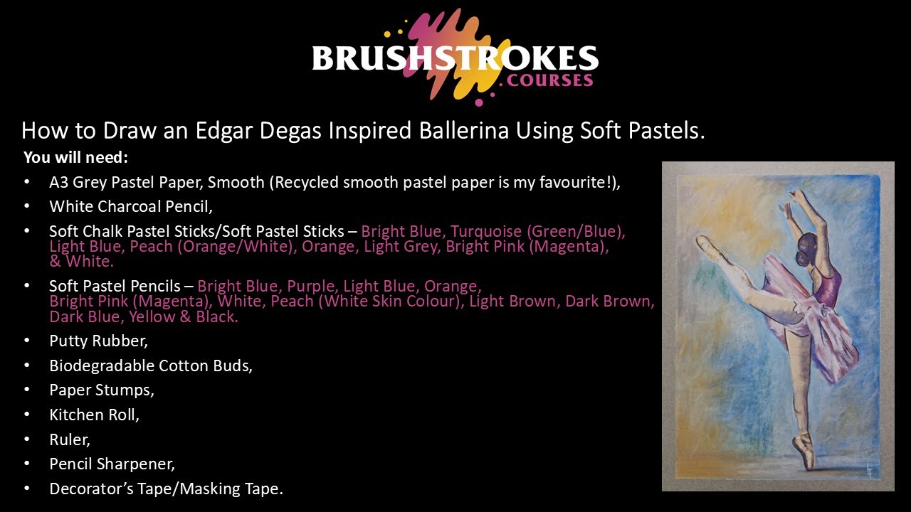 How to Draw an Edgar Degas Inspired Ballerina Using Soft Pastels.