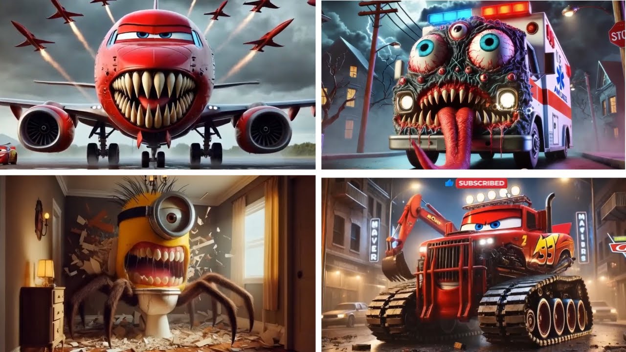 MCQUEEN MONSTER 🆚AMBULANCE EATER MONSTER 🆚 MINIONS 🆚MCQUEEN 🆚⭐ 🎶 TILES HOP